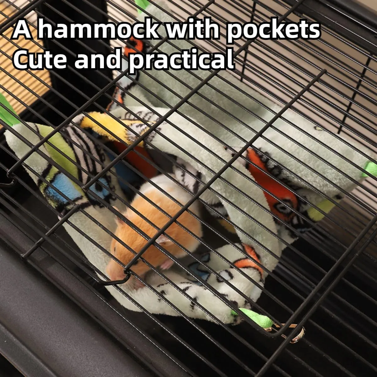 Small Pet Sleeping Pouch Sleep Bag Hanging Warm Flannel Bed Hideout for Hamsters Hedgehogs Sugar Gliders Squirrels (Blue,Large)