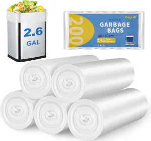 Small Trash Bags, Magesh 2.6 Gallon Trash Bags/Garbage Bags, Strong Wastebasket Liners for Bathroom Bedroom Office Trash Can, 200 Counts