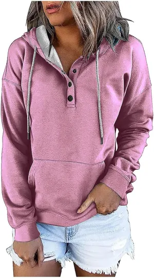 SMIDOW Hooded Sweatshirts for Women Pullover Tops Fleece Fall Winter Tunic Blouses Athletic Workout Pullover Y2K Clothes
