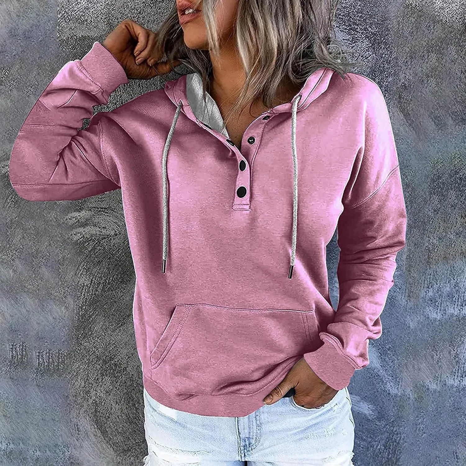 SMIDOW Hooded Sweatshirts for Women Pullover Tops Fleece Fall Winter Tunic Blouses Athletic Workout Pullover Y2K Clothes
