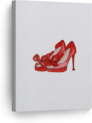 Smile Art Design Sexy Woman Red High Heels Watercolor Painting Glam Fashion Canvas Print Wall Art Office Bathroom Teen Girls Room Women Dorm Bedroom Living Room Wall Decor Ready to Hang 17x11