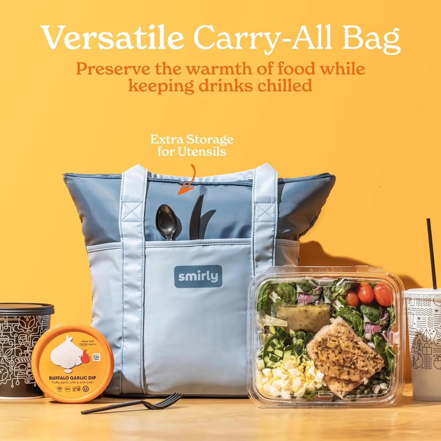 SMIRLY Cooler Bag Insulated Grocery Bag with Zipper - Collapsible Insulated Reusable Grocery Bag for Cold and Hot Food, Heavy Duty Large Tote bag