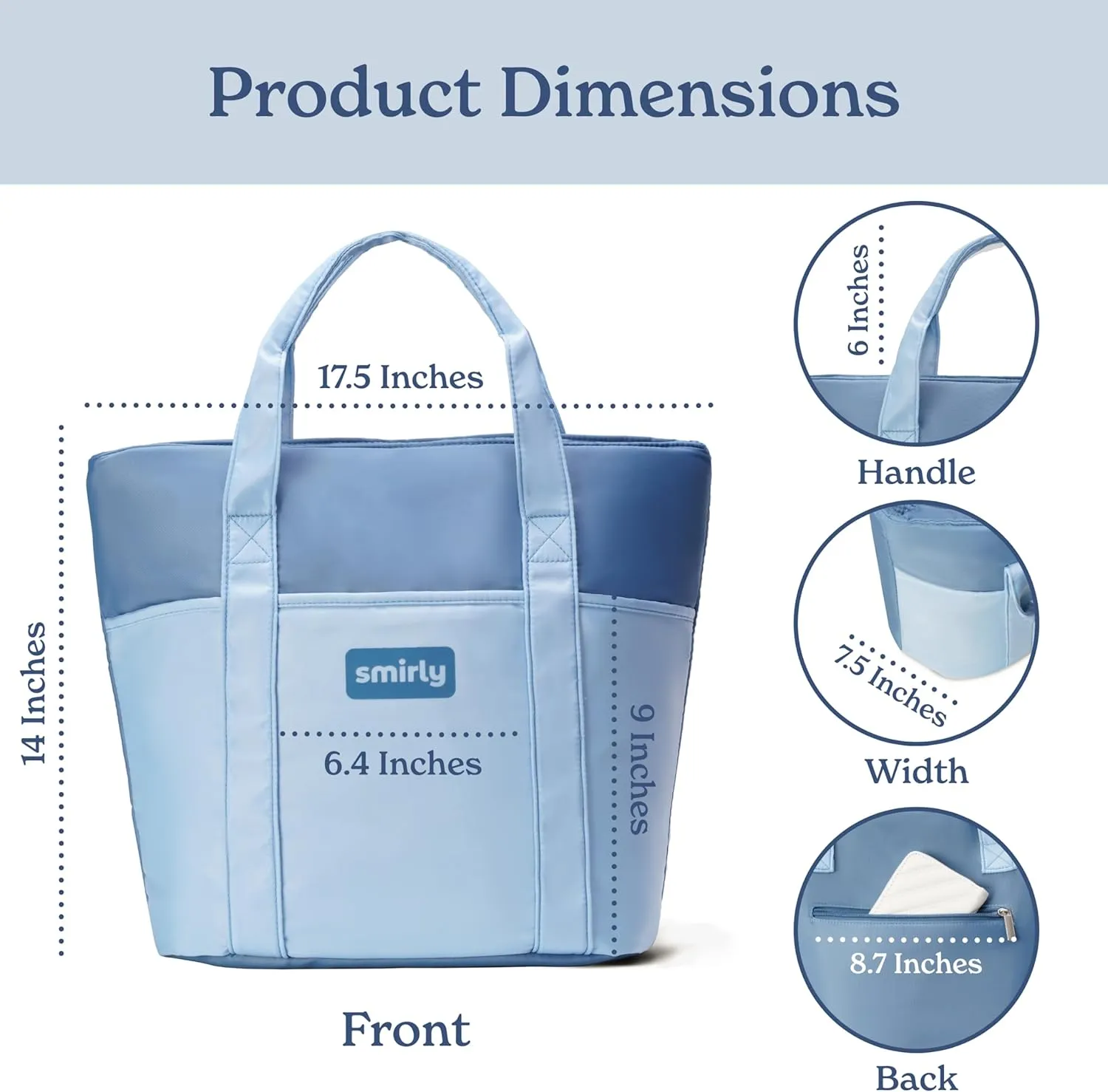 SMIRLY Cooler Bag Insulated Grocery Bag with Zipper - Collapsible Insulated Reusable Grocery Bag for Cold and Hot Food, Heavy Duty Large Tote bag