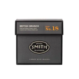 Smith Teamaker British Brunch No. 18, Caffeinated, Sugar-Free, Full Leaf, English Breakfast Black Tea Bags 15 Sachets, 1.48oz each