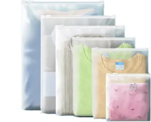 Smoer Frosted Zipper Bags Resealable for Clothes, 100 pcs 10x13 inch Plastic Bags for Clothing,Plastic Apparel Bag for Packaging T-Shirt, Shirt, Document, 3 Mil, with Vent Holes (10 x 13" (M), 100)
