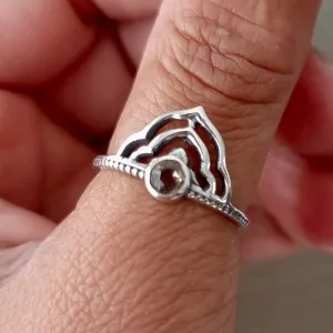 Smoky Quartz 925 Sterling Silver Crown Ring, R189SQ
