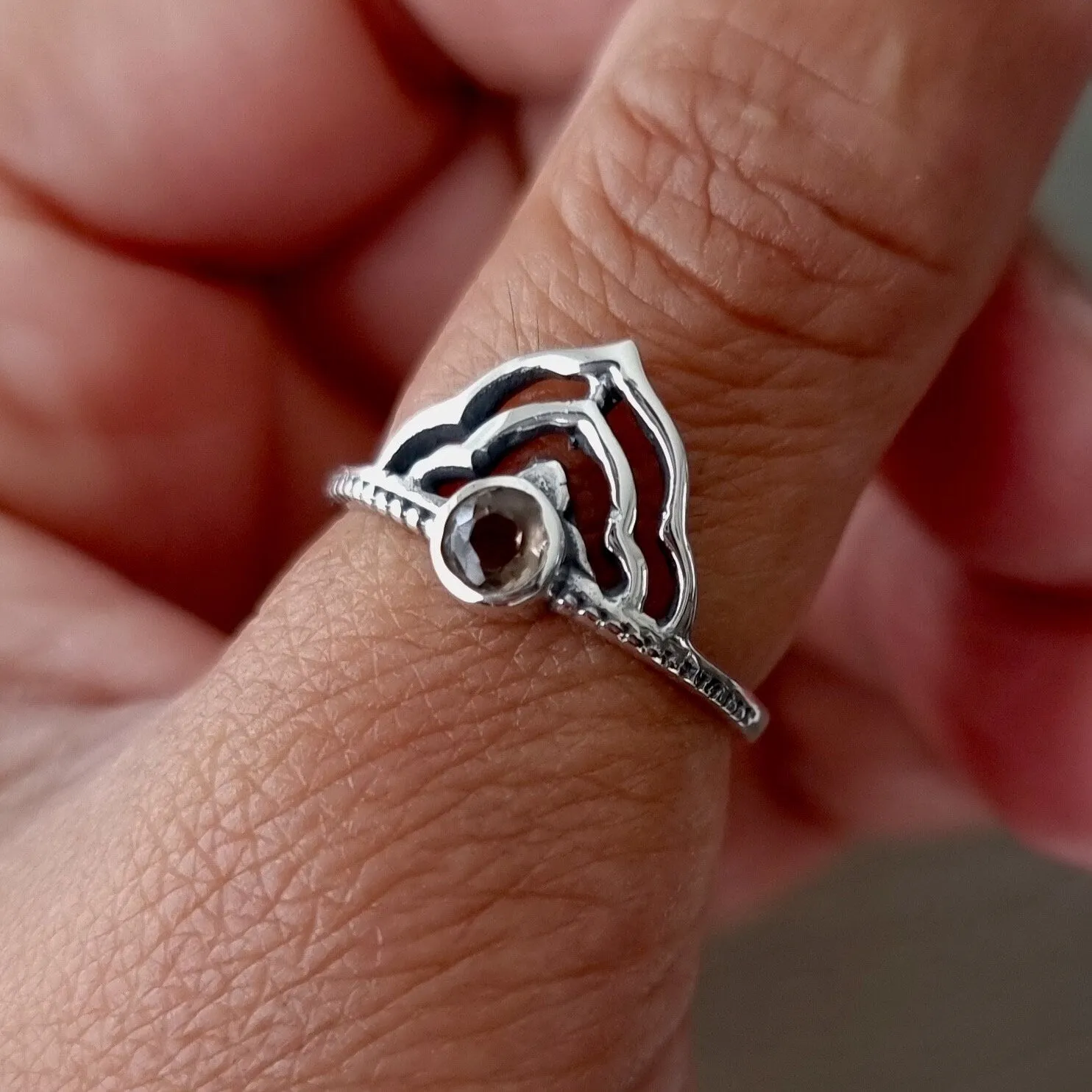 Smoky Quartz 925 Sterling Silver Crown Ring, R189SQ