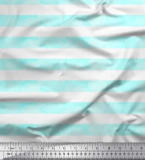 Soimoi Rayon Green Fabric - by The Yard - 42 Inch Wide - Watercolor Stripe - Painterly Stripes: Watercolor Splashes in a Striped Canvas Printed Fabric