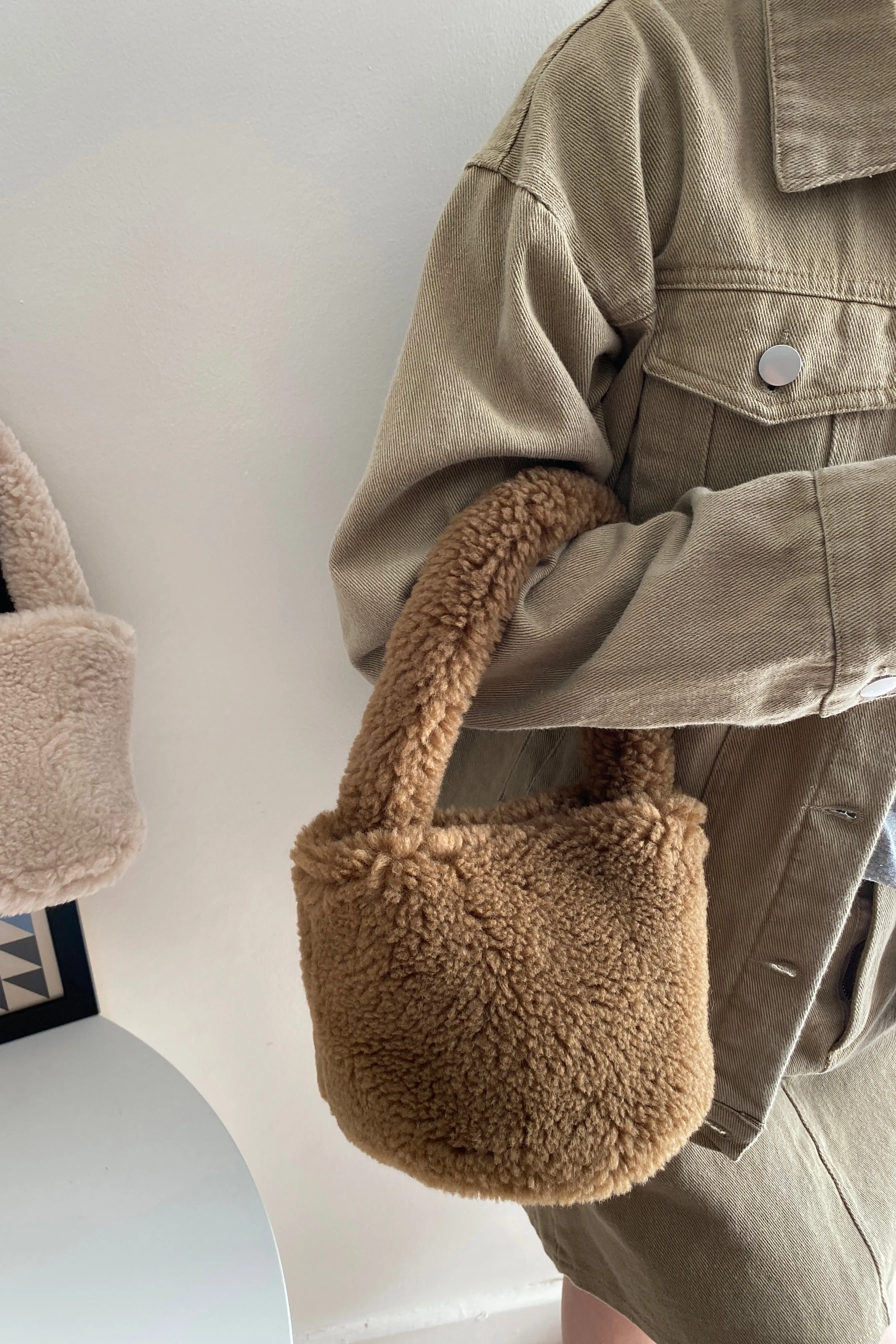 Something About Her Mini Fuzzy Handbag - Cocoa