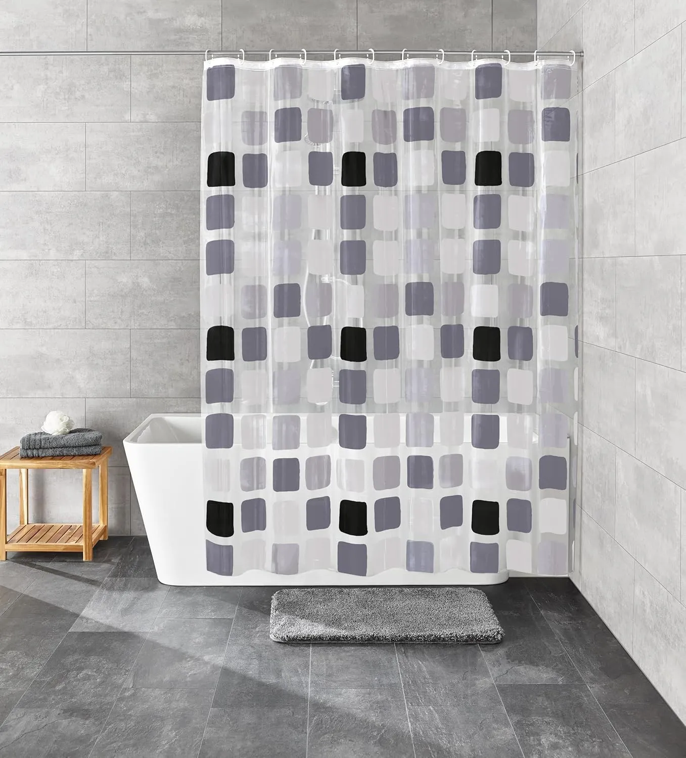 Sonny PVC Free 100% Peva Shower Curtain 70.9x78.7in [180x200cm] (Anthracite Grey)