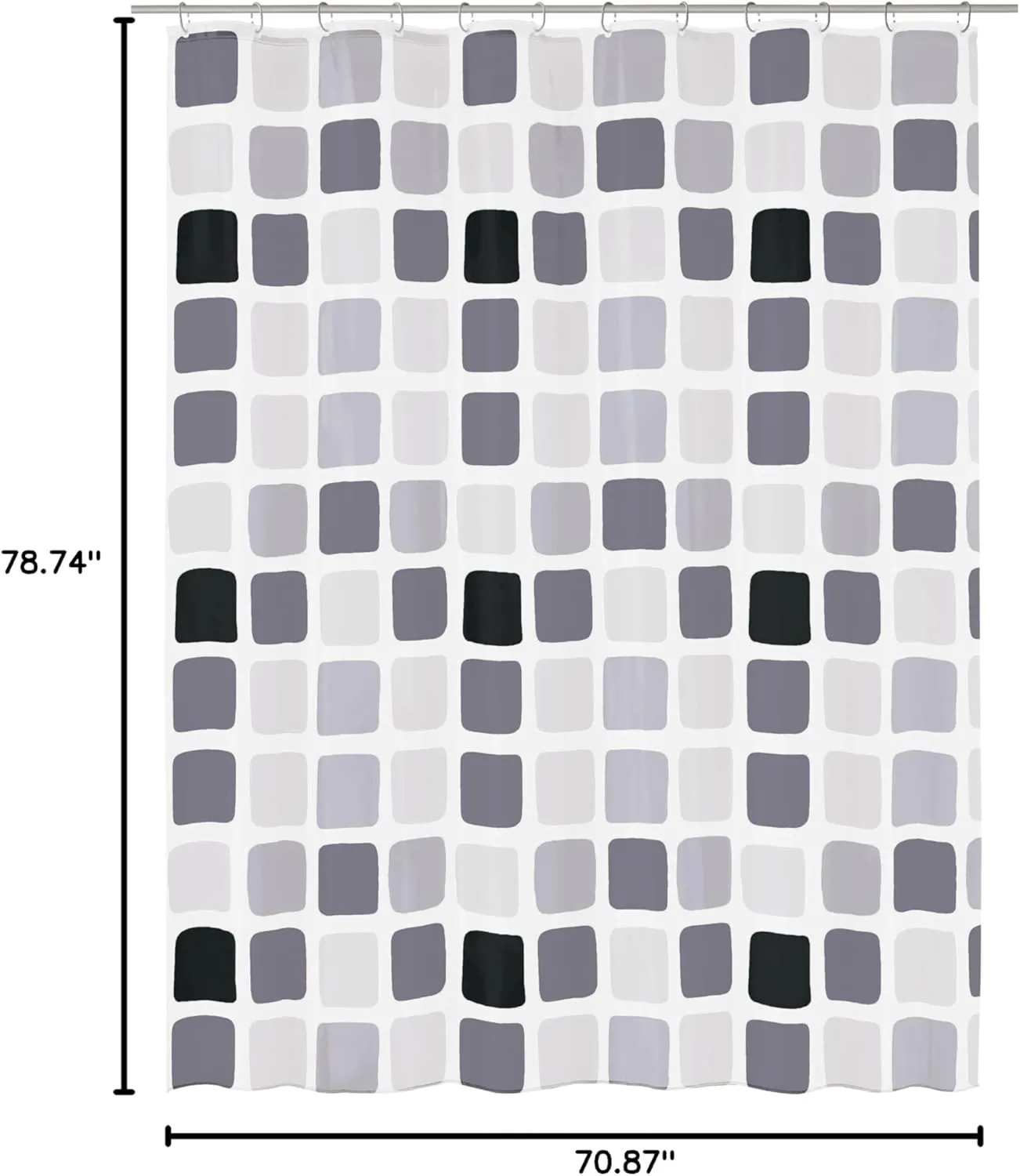 Sonny PVC Free 100% Peva Shower Curtain 70.9x78.7in [180x200cm] (Anthracite Grey)