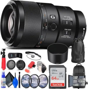 Sony FE 90mm f/2.8 Macro G OSS Lens (SEL90M28G)   Filter Kit   Backpack   64GB Card   Card Reader   Flex Tripod   Memory Wallet   Lens Cap Keeper   Cleaning Kit   Hand Strap   More (Renewed)