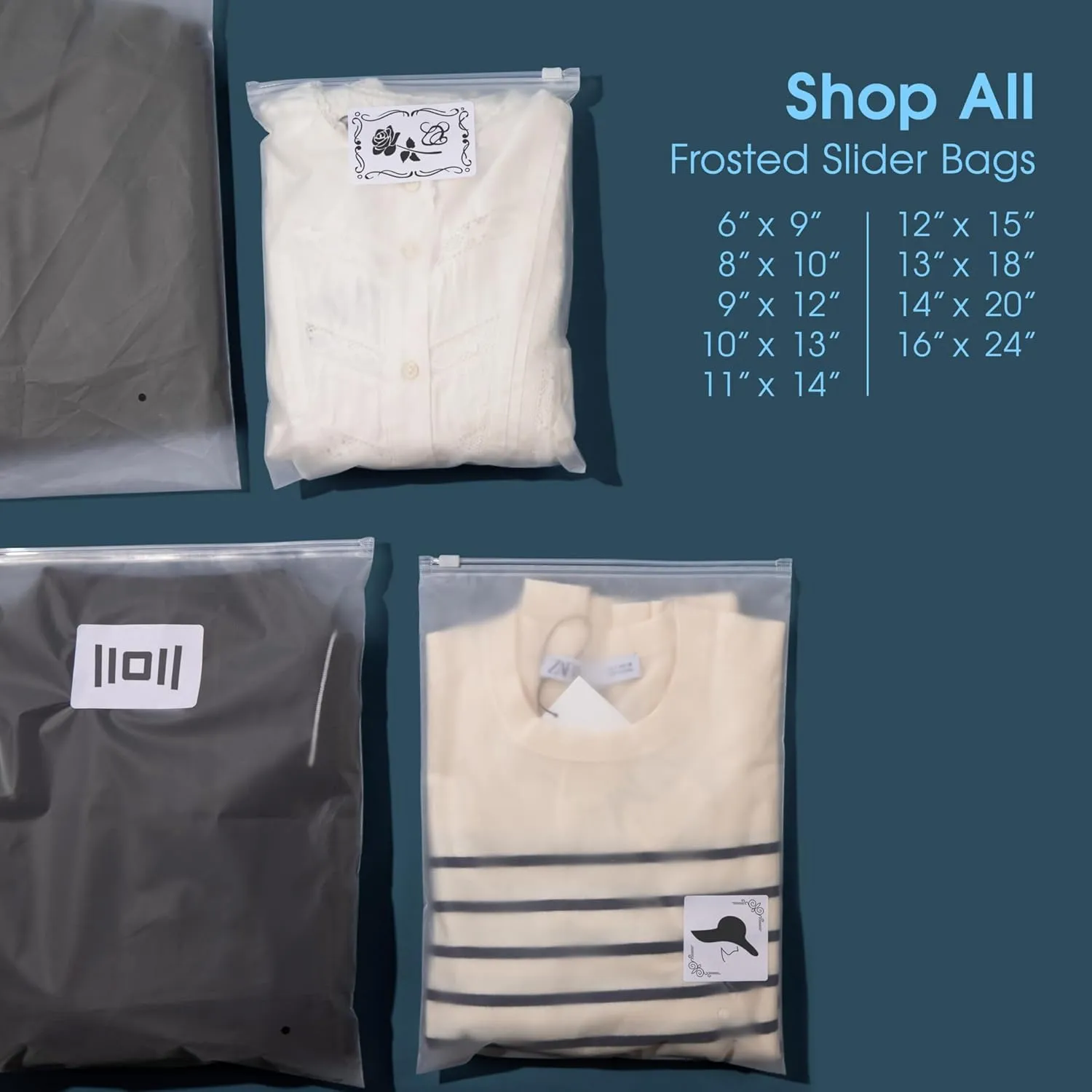 Spartan Industrial - 3 Mil Frosted Zipper Bags With Vent Hole - Reclosable Plastic Bags for Clothes, T-Shirts, Leggings (10" X 13", 100, Count)