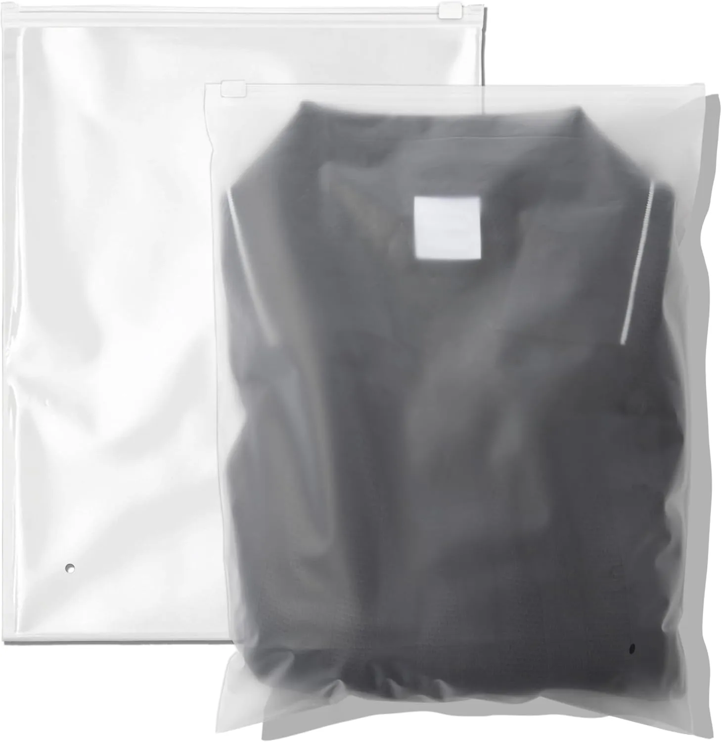 Spartan Industrial - 3 Mil Frosted Zipper Bags With Vent Hole - Reclosable Plastic Bags for Clothes, T-Shirts, Leggings (10" X 13", 100, Count)
