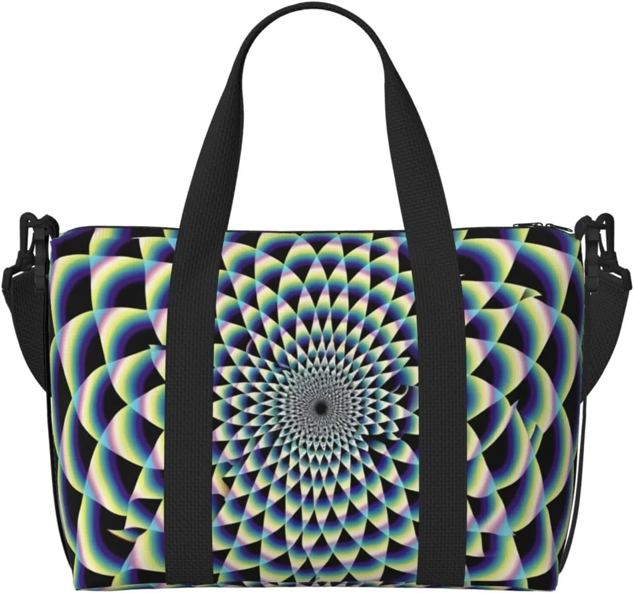 spiral optical illusion art Printed Travel Duffel Bag for Men Women Shoulder Weekender Overnight Bags for for Beach Swim Sports Gym