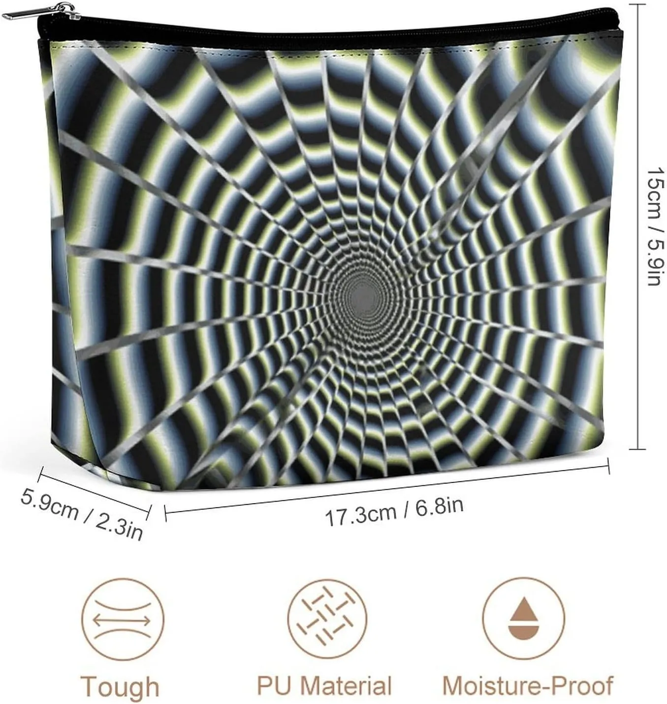 Spiral Optical Illusion Gif Cosmetic Bag Portable Toiletry Bag Large Capacity Travel Makeup Bags Beauty Makeup Organizer for Full-Sized Shampoo Conditioner Brushes Set Makeup Accessories