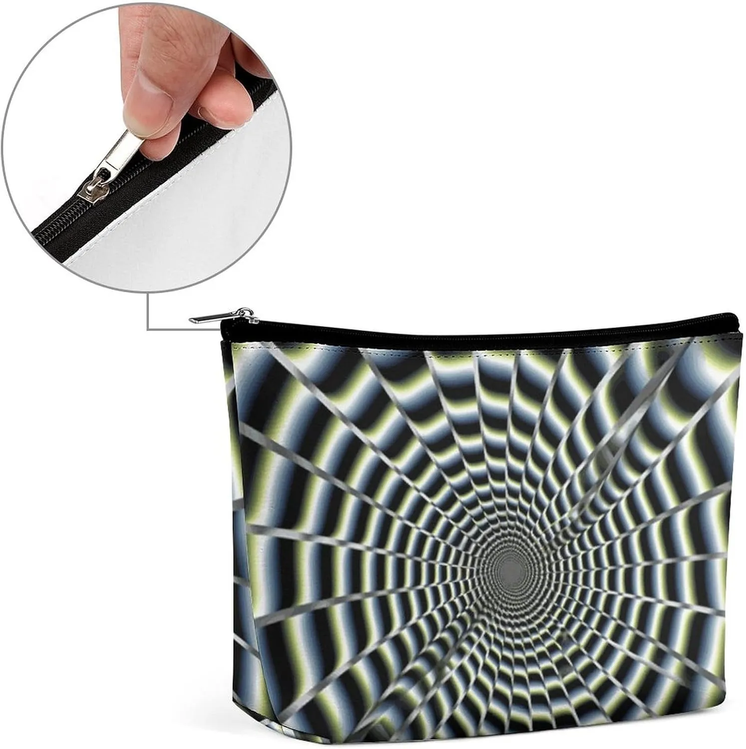 Spiral Optical Illusion Gif Cosmetic Bag Portable Toiletry Bag Large Capacity Travel Makeup Bags Beauty Makeup Organizer for Full-Sized Shampoo Conditioner Brushes Set Makeup Accessories