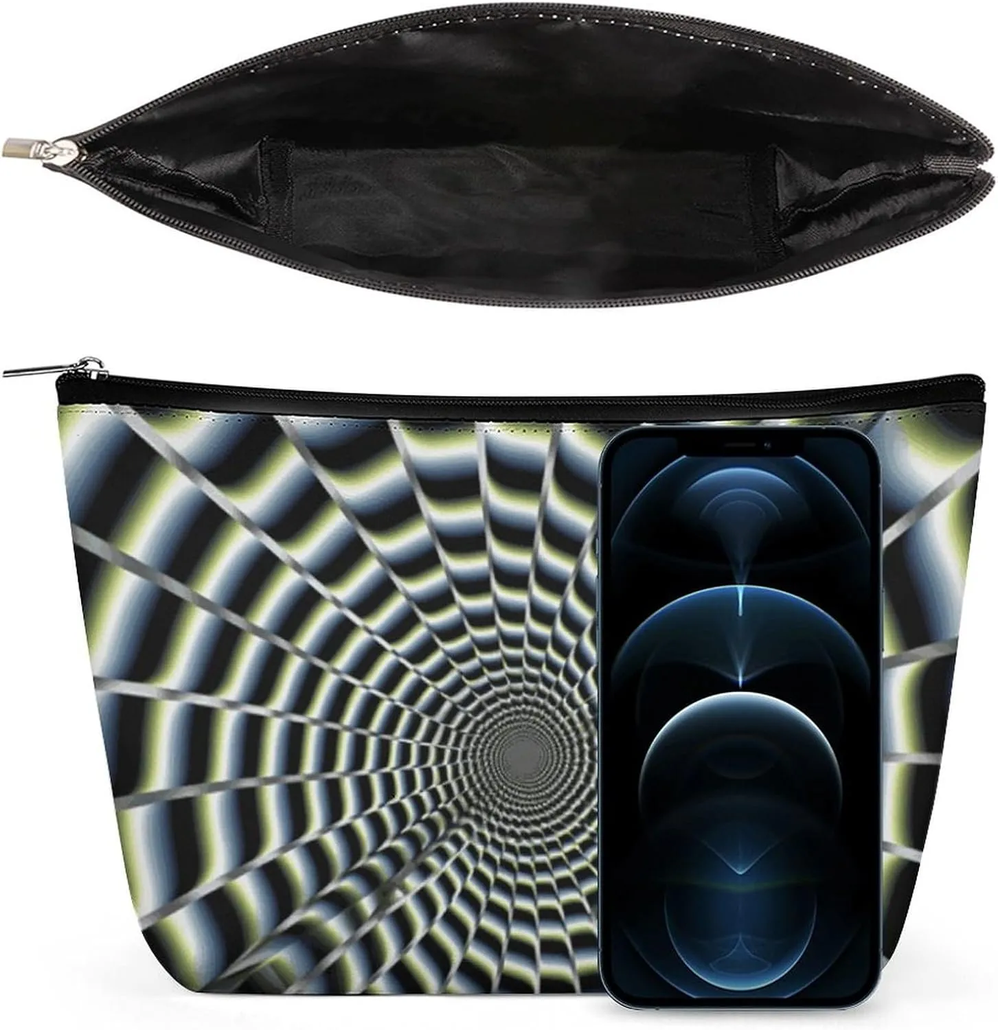 Spiral Optical Illusion Gif Cosmetic Bag Portable Toiletry Bag Large Capacity Travel Makeup Bags Beauty Makeup Organizer for Full-Sized Shampoo Conditioner Brushes Set Makeup Accessories