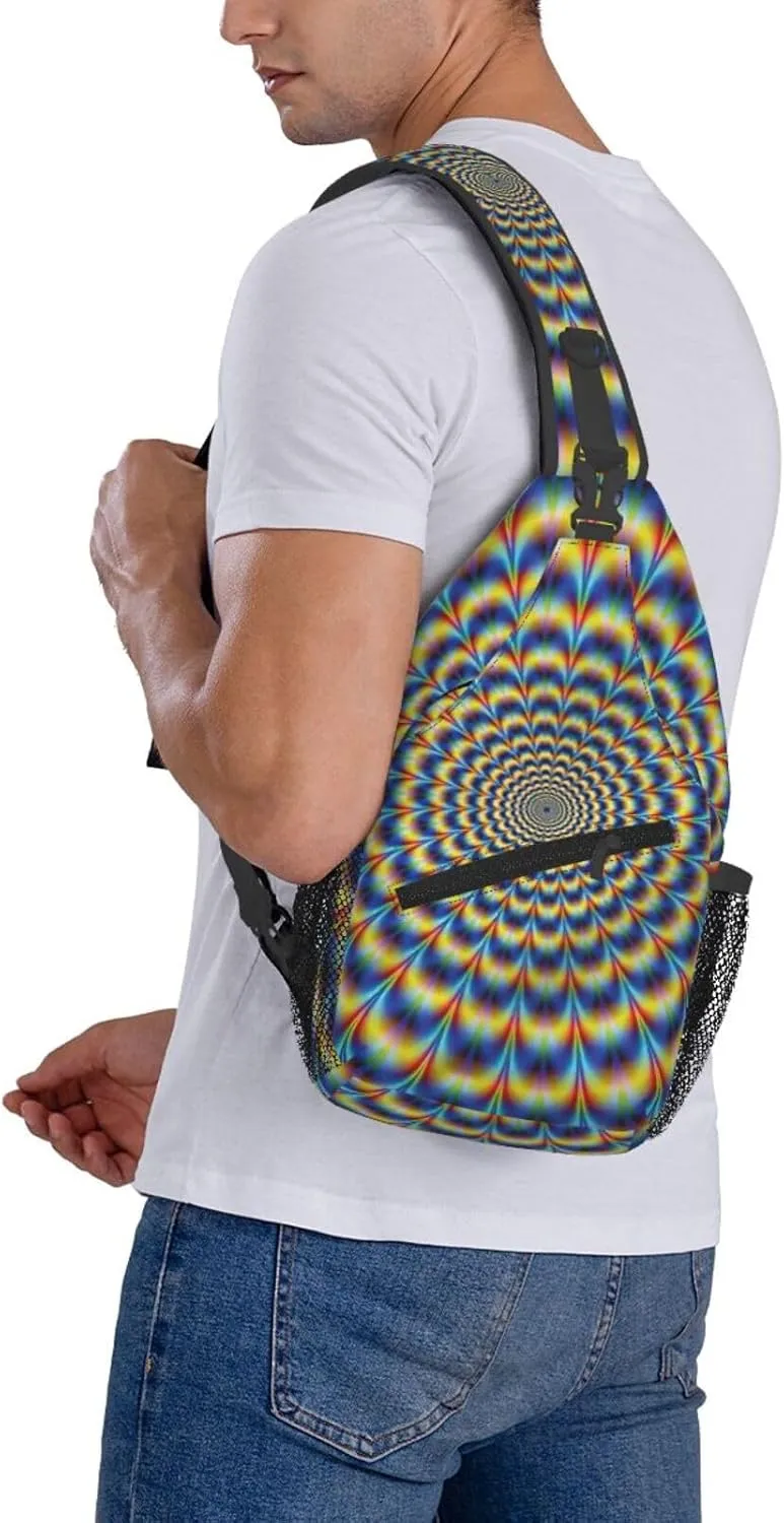 Spiral Optical Illusion Gif Crossbody Chest Bag Lightweight Sling Daypackstravel Hiking Cycling For Men Women