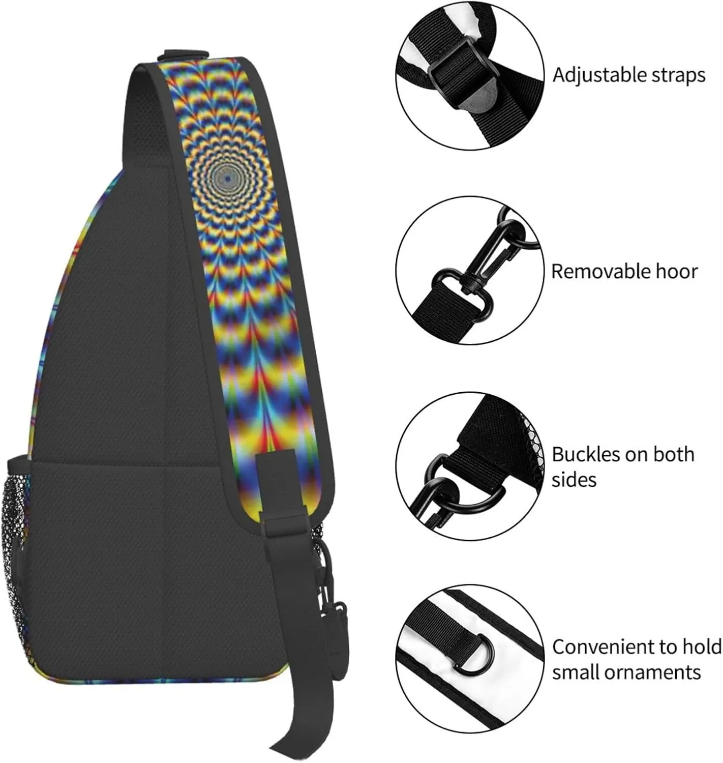 Spiral Optical Illusion Gif Crossbody Chest Bag Lightweight Sling Daypackstravel Hiking Cycling For Men Women