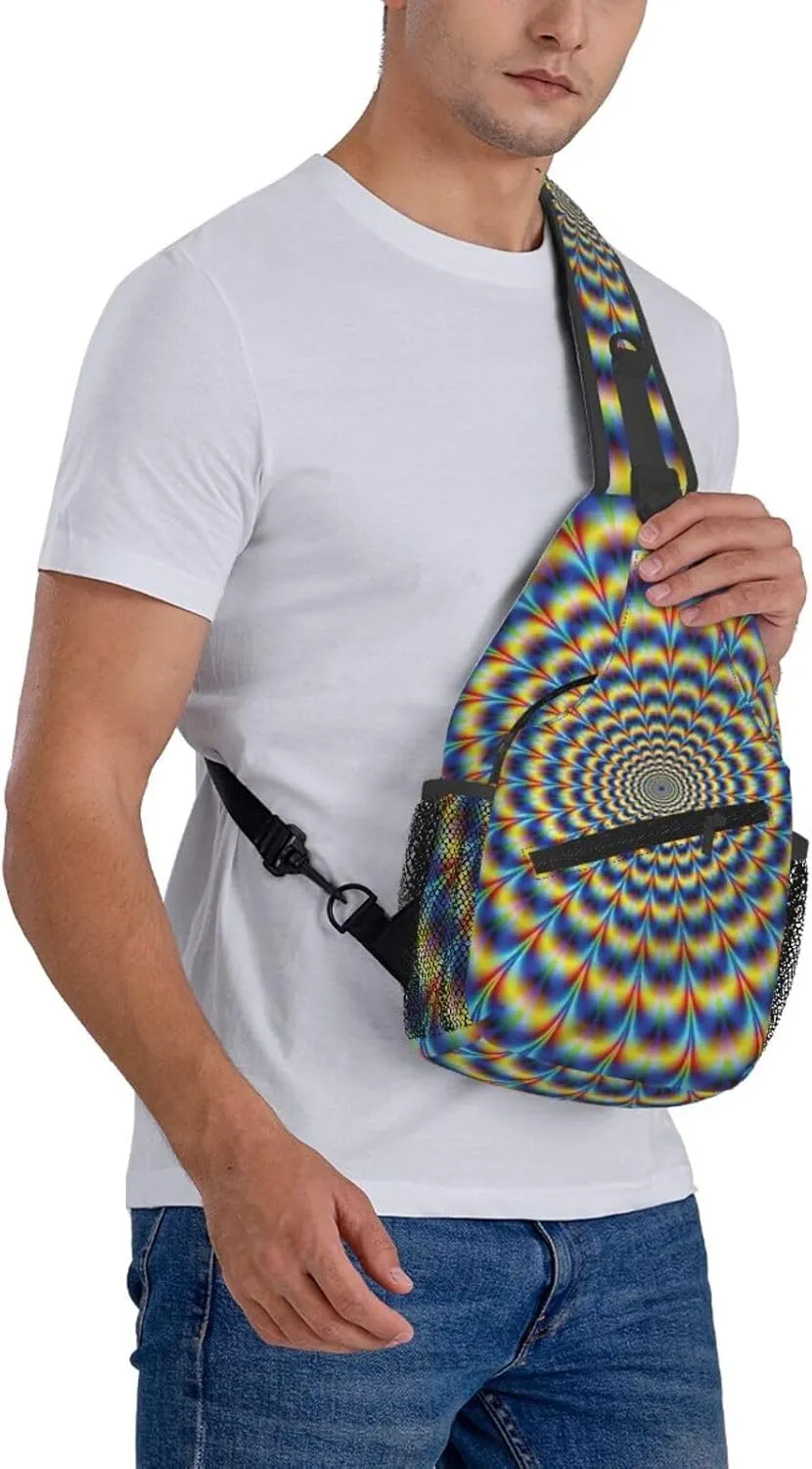 Spiral Optical Illusion Gif Crossbody Chest Bag Lightweight Sling Daypackstravel Hiking Cycling For Men Women