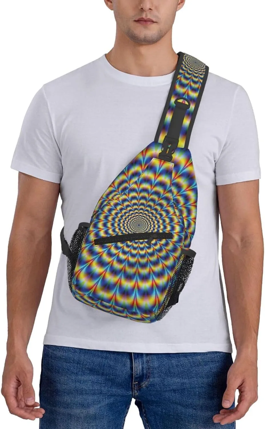 Spiral Optical Illusion Gif Crossbody Chest Bag Lightweight Sling Daypackstravel Hiking Cycling For Men Women