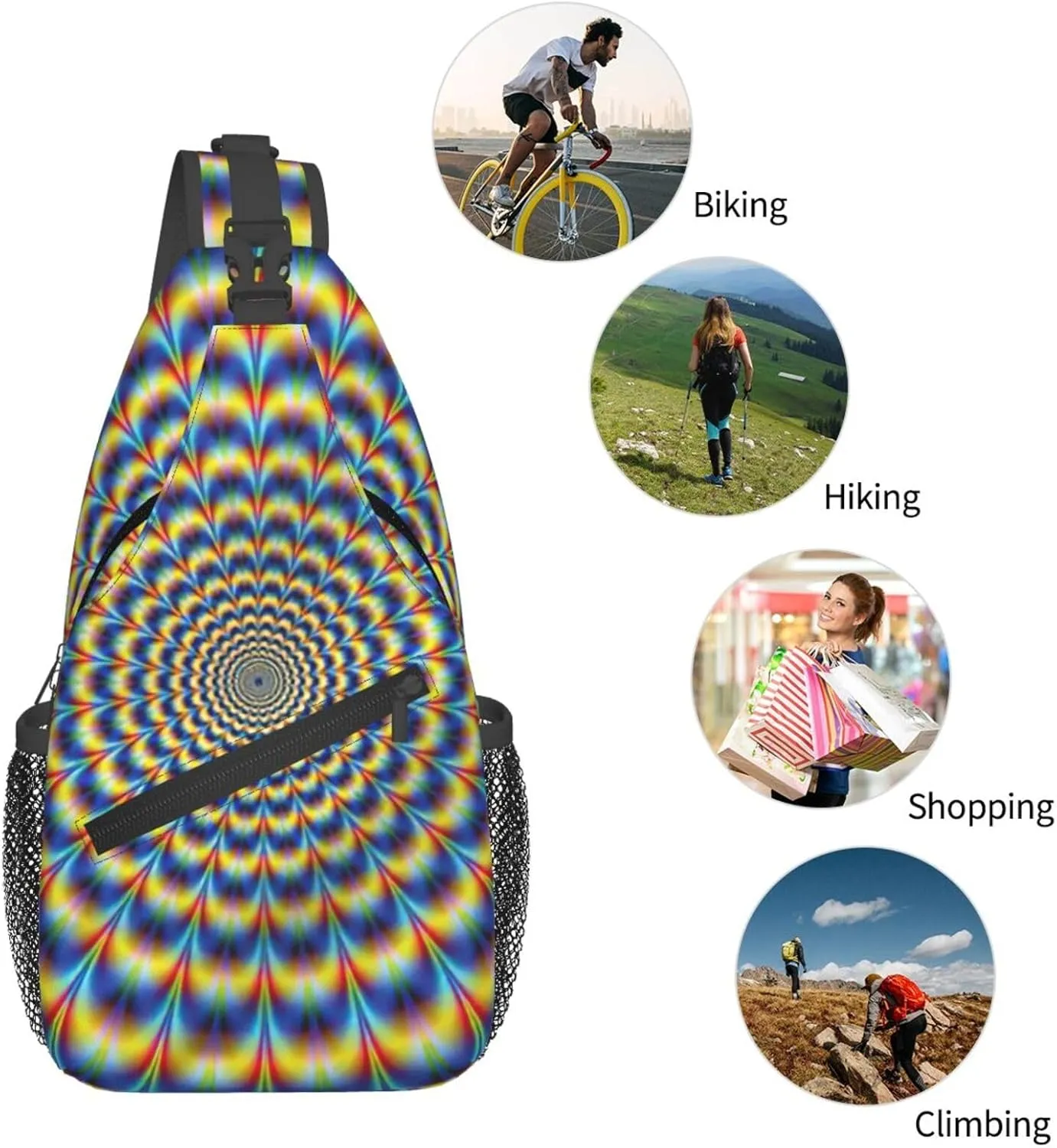 Spiral Optical Illusion Gif Crossbody Chest Bag Lightweight Sling Daypackstravel Hiking Cycling For Men Women
