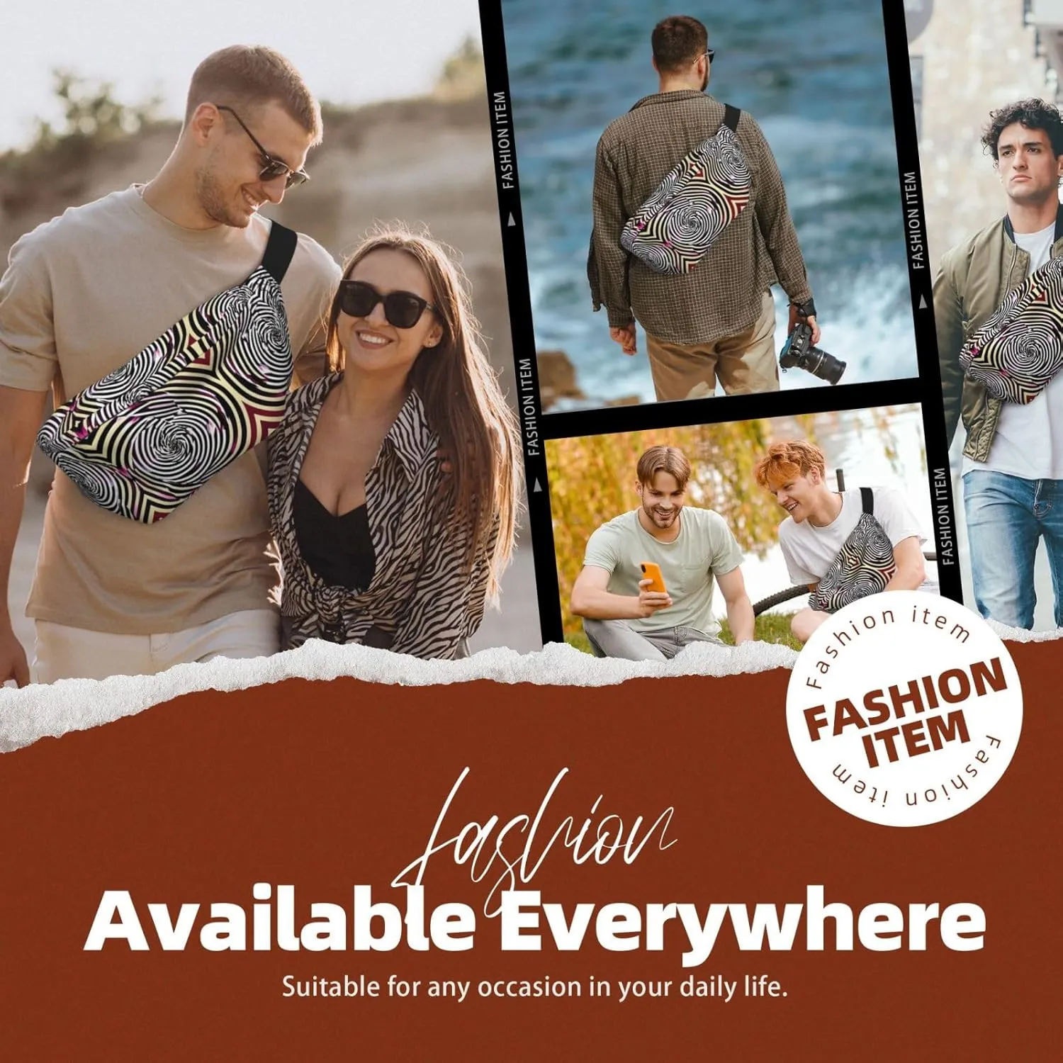 spiral optical illusion gif Multi-Purpose Fanny Pack and Crossbody Bag - High Capacity with Zipper Pockets, Ideal for Men and Women