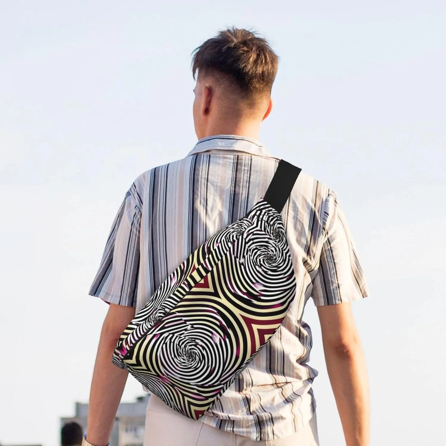 spiral optical illusion gif Multi-Purpose Fanny Pack and Crossbody Bag - High Capacity with Zipper Pockets, Ideal for Men and Women
