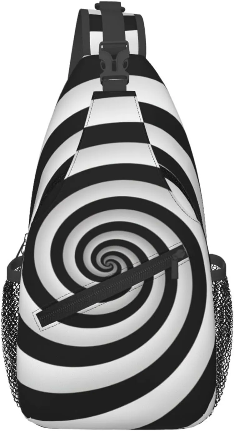 spiral optical illusion gif print Crossbody bag, stylish unisex outdoor bag, multi-functional fashion accessories