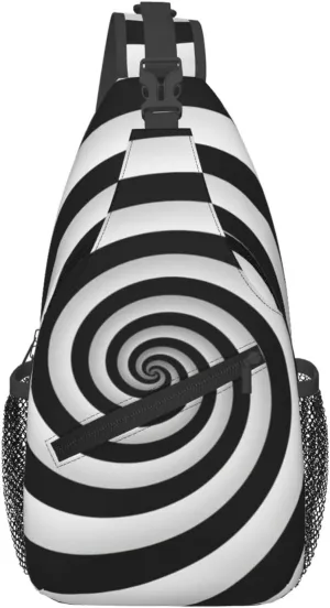 spiral optical illusion gif print Crossbody bag, stylish unisex outdoor bag, multi-functional fashion accessories