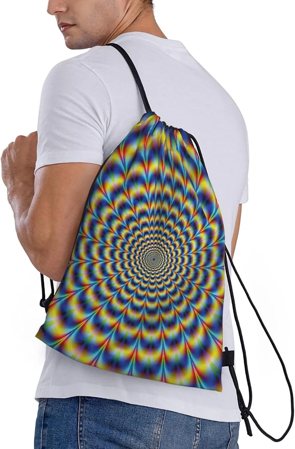 spiral optical illusion gif Print Drawstring Bags,Gym Sport Sack Drawstring Bag Suitable for sport Swimming Travel.