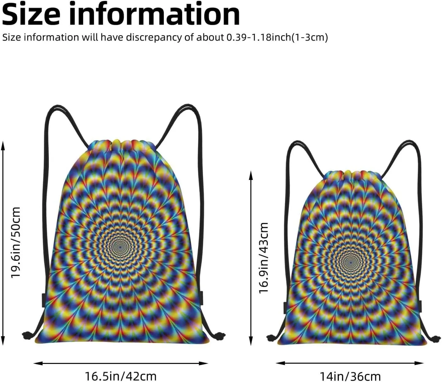 spiral optical illusion gif Print Drawstring Bags,Gym Sport Sack Drawstring Bag Suitable for sport Swimming Travel.