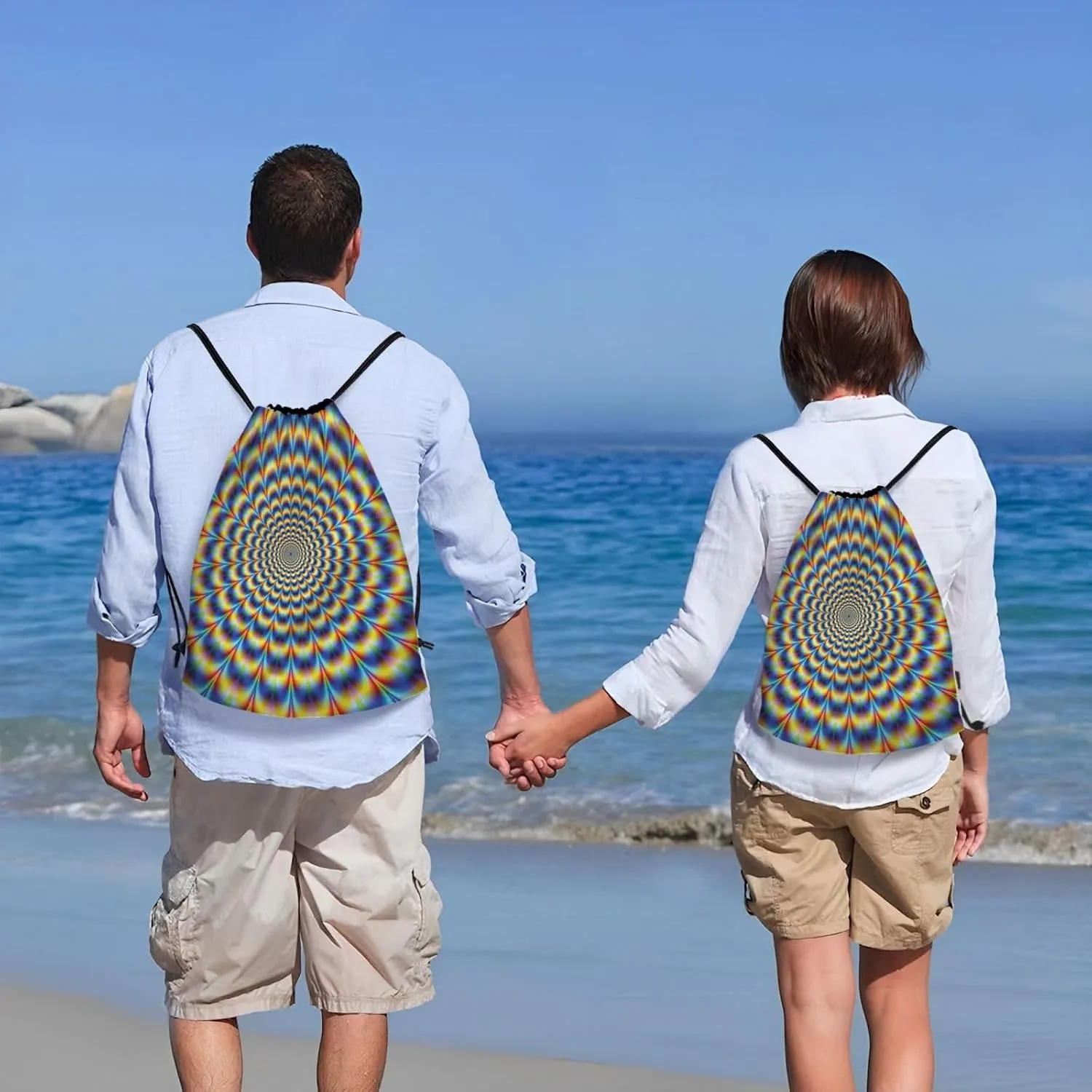 spiral optical illusion gif Print Drawstring Bags,Gym Sport Sack Drawstring Bag Suitable for sport Swimming Travel.