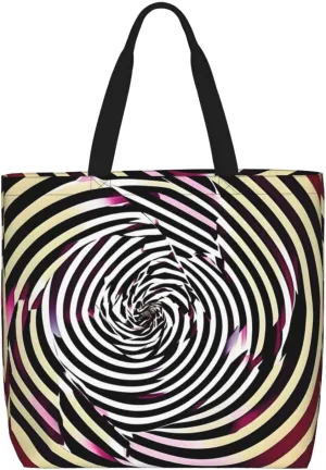 spiral optical illusion gif print Large Capacity Women Tote Bag, Stylish Zipper Shoulder Bag for Daily Travel
