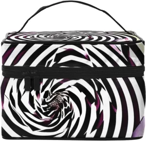spiral optical illusion gif Print Portable Travel Makeup Case Versatile Zipper for Makeup Bag Large Capacity Polyeste