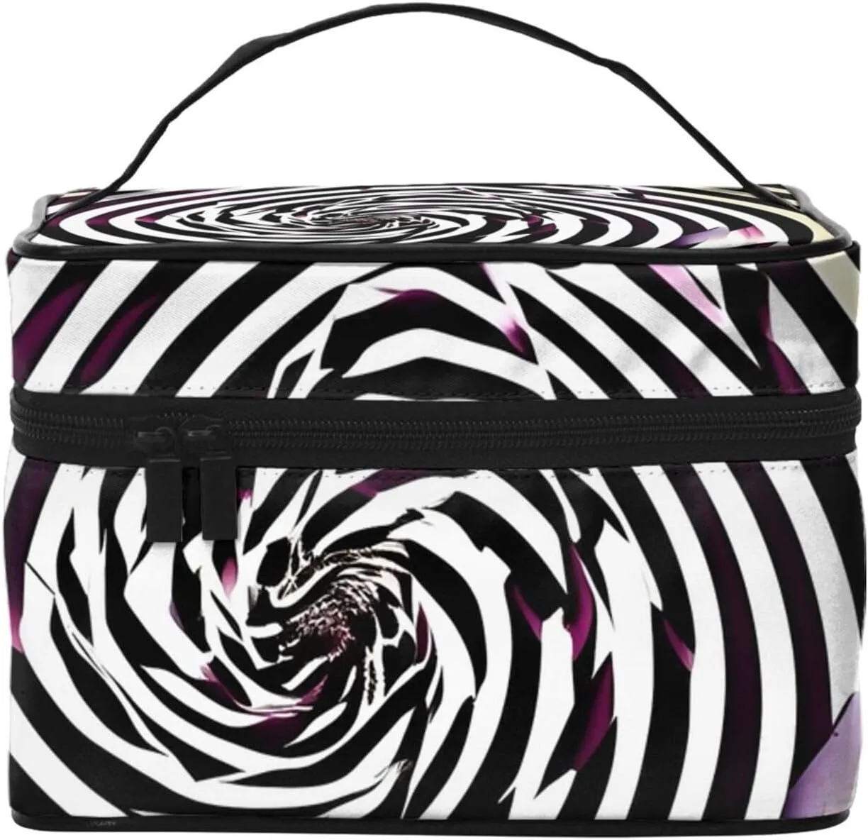 spiral optical illusion gif Print Portable Travel Makeup Case Versatile Zipper for Makeup Bag Large Capacity Polyeste
