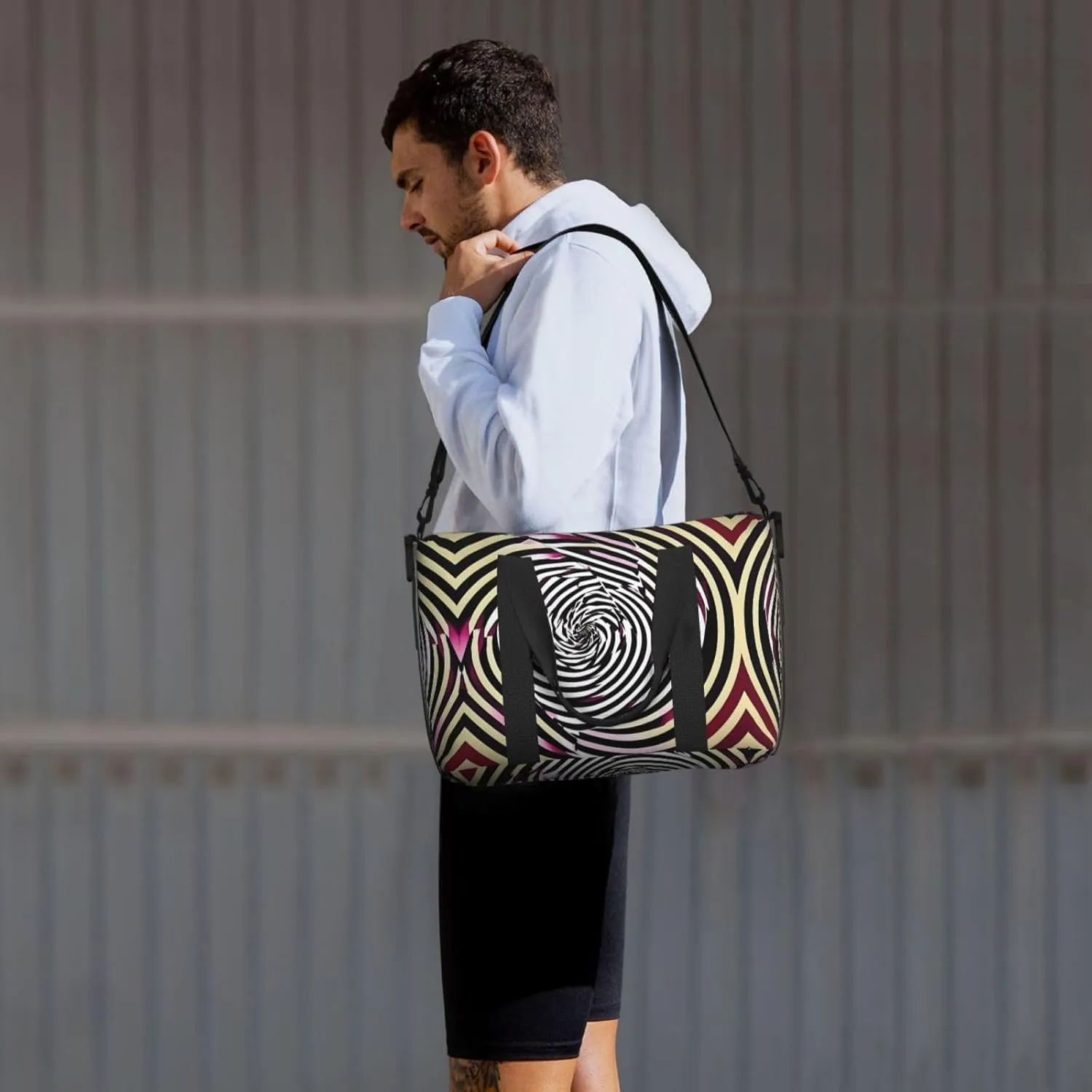 Spiral Optical Illusion Gif Small Duffel Bag Foldable Travel Bag Weekender Bag Overnight Gym Hospital Bags For Women&Men