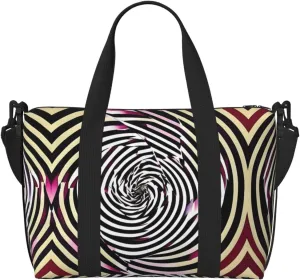 Spiral Optical Illusion Gif Small Duffel Bag Foldable Travel Bag Weekender Bag Overnight Gym Hospital Bags For Women&Men