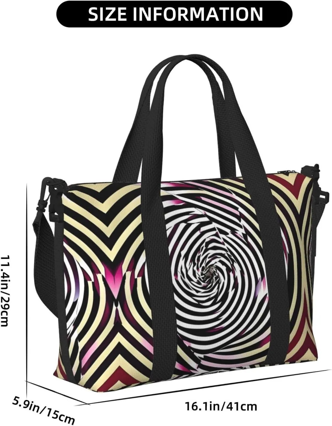 Spiral Optical Illusion Gif Small Duffel Bag Foldable Travel Bag Weekender Bag Overnight Gym Hospital Bags For Women&Men