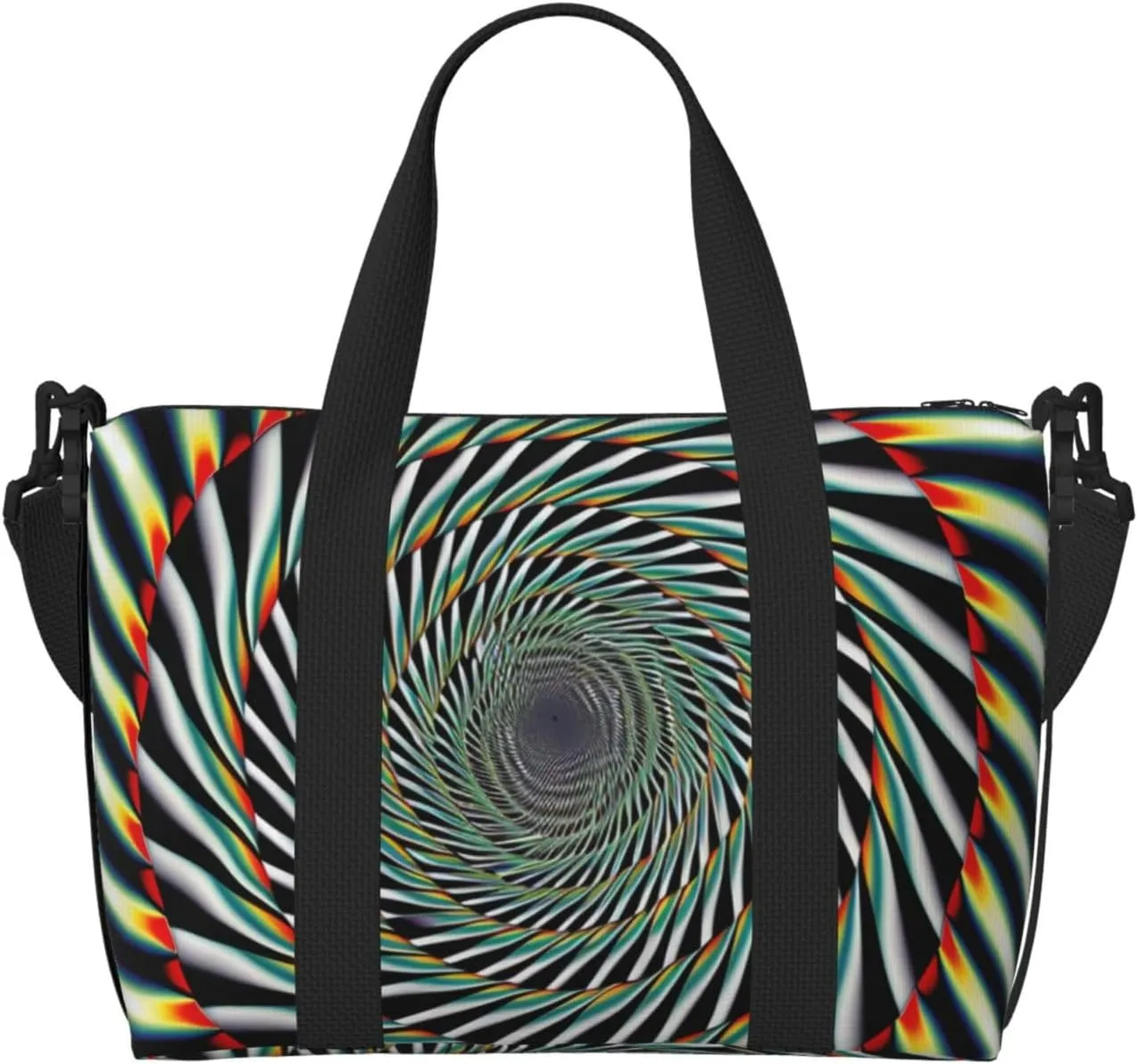 spiral optical illusion Printed Travel Duffel Bag for Men Women Shoulder Weekender Overnight Bags for for Beach Swim Sports Gym