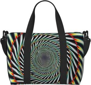 spiral optical illusion Printed Travel Duffel Bag for Men Women Shoulder Weekender Overnight Bags for for Beach Swim Sports Gym