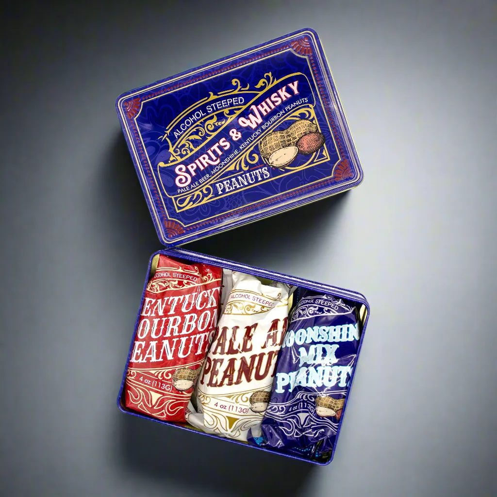 Spirits & Whisky Peanuts Men's Gift Tin – 3 Gourmet Flavors |