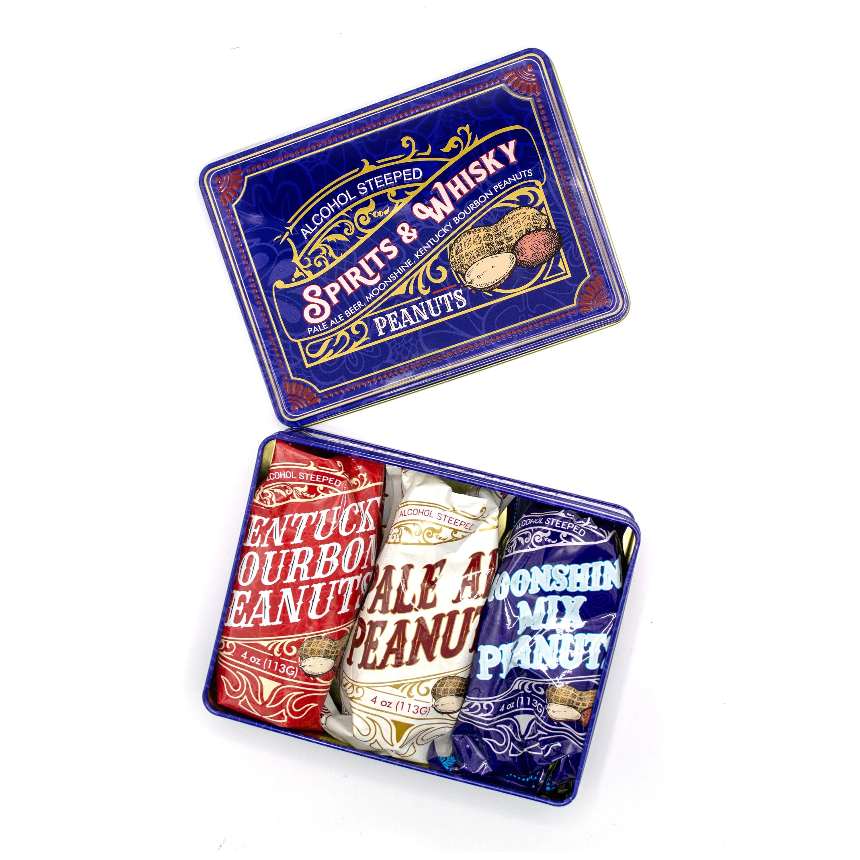 Spirits & Whisky Peanuts Men's Gift Tin – 3 Gourmet Flavors |