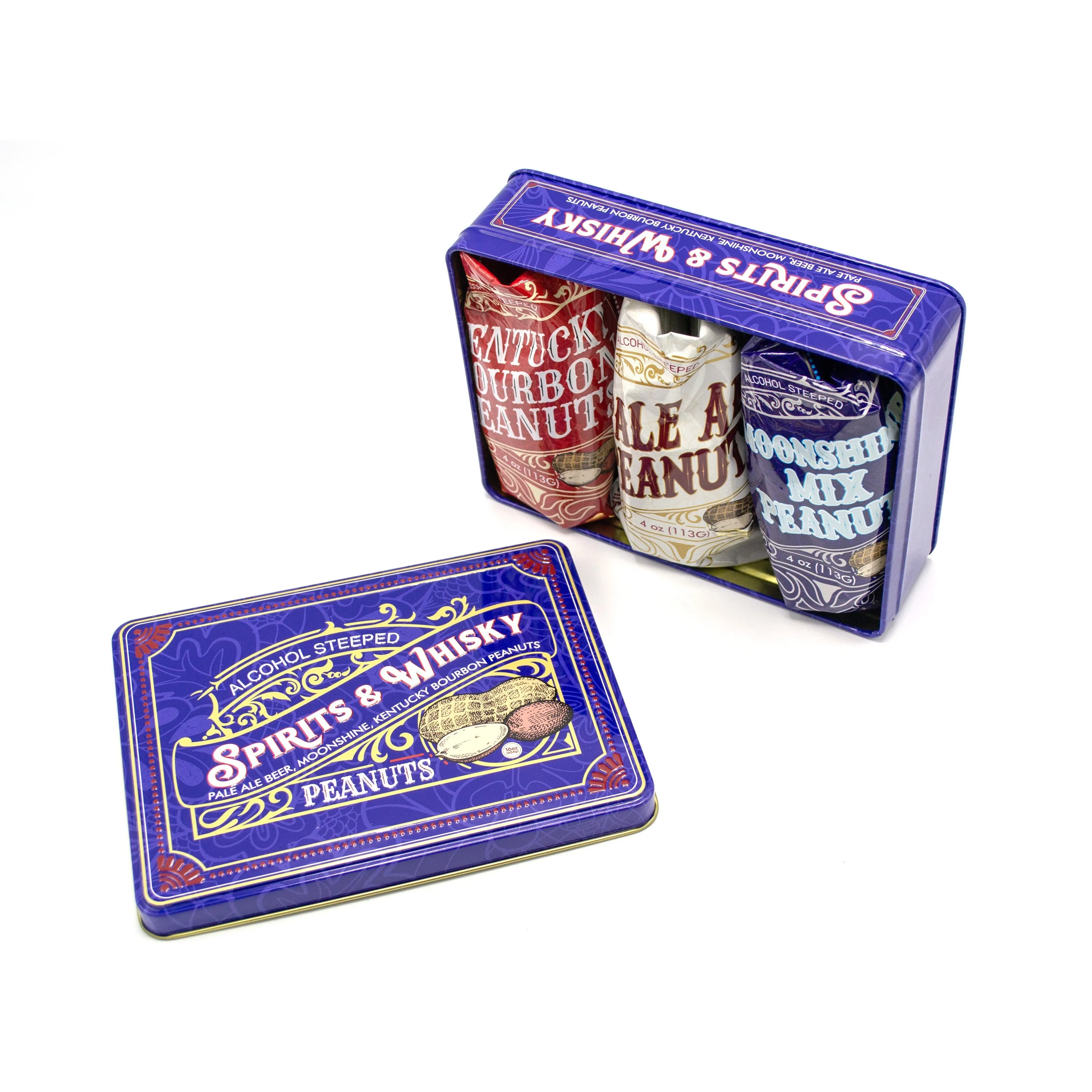 Spirits & Whisky Peanuts Men's Gift Tin – 3 Gourmet Flavors |