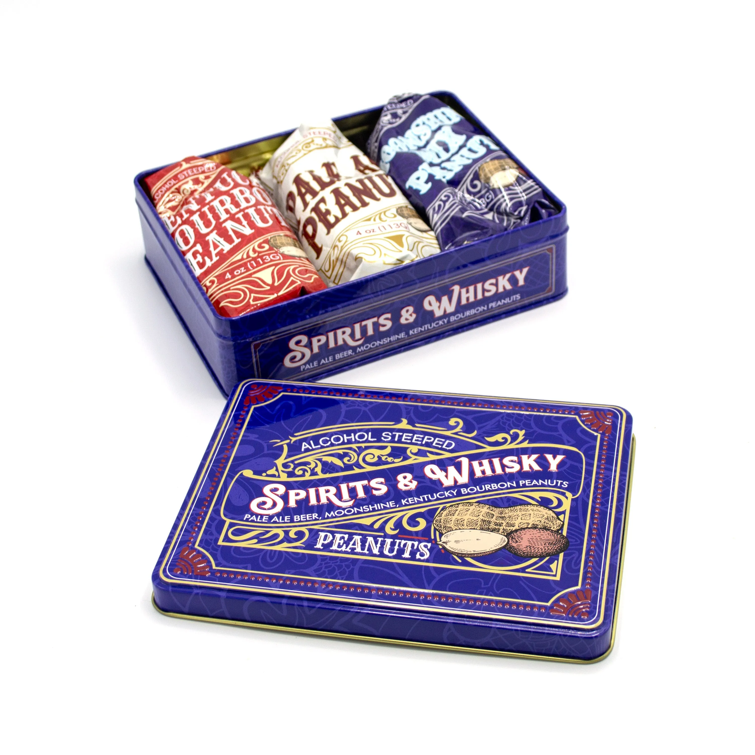 Spirits & Whisky Peanuts Men's Gift Tin – 3 Gourmet Flavors |