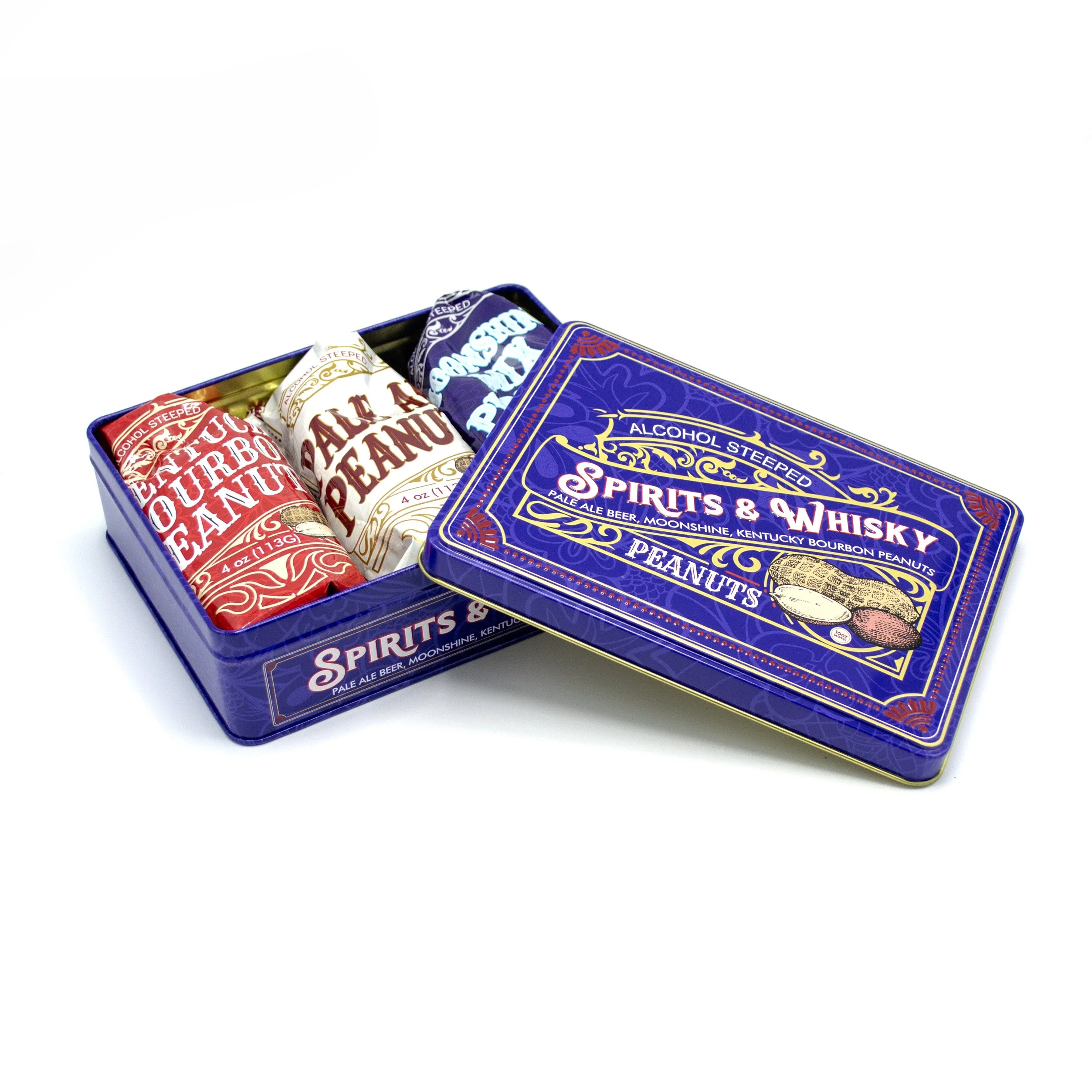Spirits & Whisky Peanuts Men's Gift Tin – 3 Gourmet Flavors |
