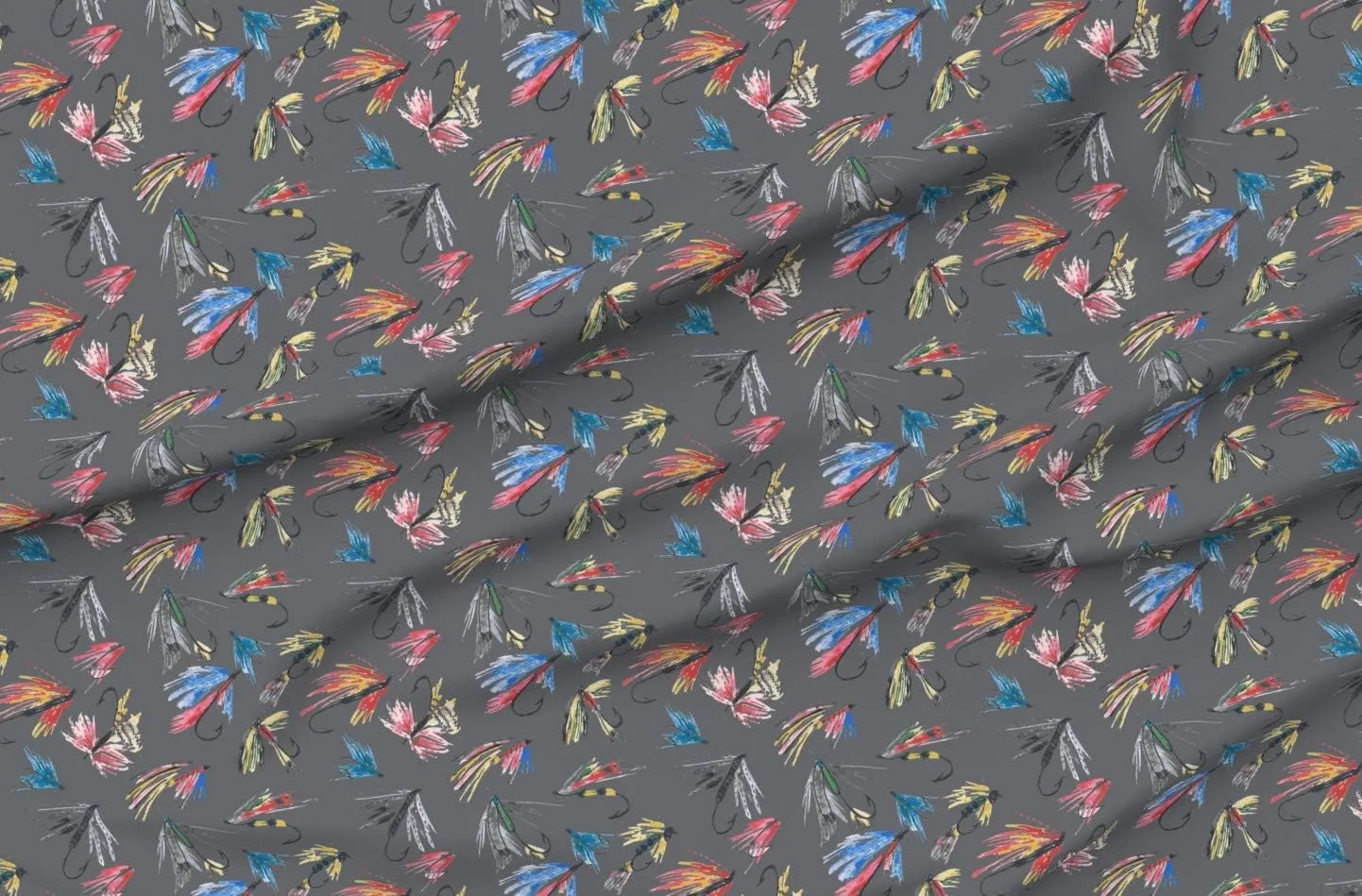 Spoonflower Fabric - Fishing Fly Boy Kids Watercolor Outdoors Printed on Polartec(R) Fleece Fabric by The Yard - Sewing Blankets Loungewear and No-Sew Projects