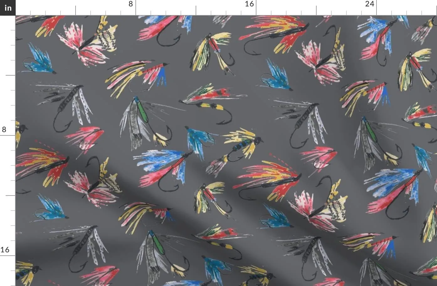 Spoonflower Fabric - Fishing Fly Boy Kids Watercolor Outdoors Printed on Polartec(R) Fleece Fabric by The Yard - Sewing Blankets Loungewear and No-Sew Projects