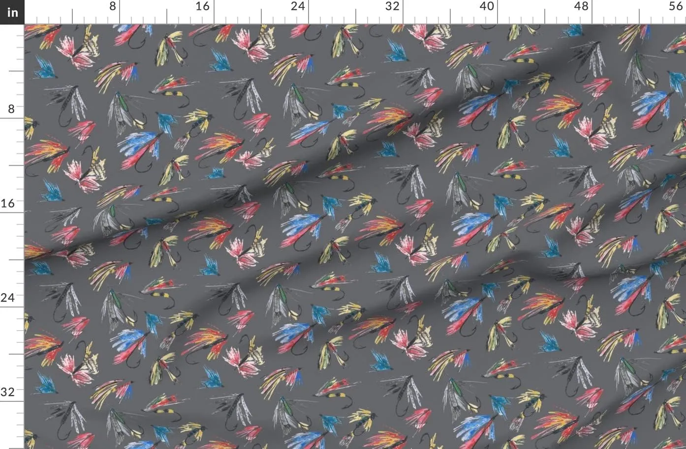 Spoonflower Fabric - Fishing Fly Boy Kids Watercolor Outdoors Printed on Polartec(R) Fleece Fabric by The Yard - Sewing Blankets Loungewear and No-Sew Projects